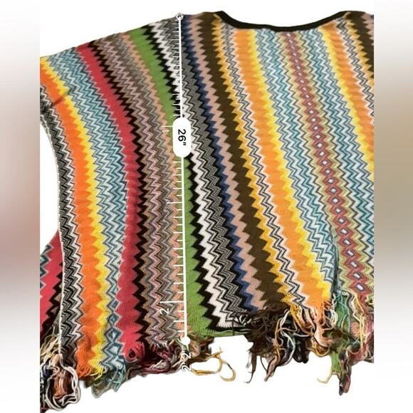 Missoni Multicolor Rainbow Chevron Fringe Pullover Poncho One Size NEW - Picture 10 of 10